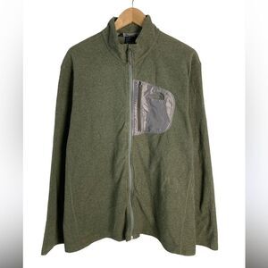 The North Face Jacket Mens Hunter Green Fleece Full Zip Chest Zip Pocket XXL